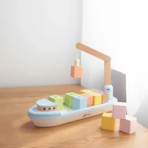 Забавна детска игра за сръчност с дървени блокчета - Корабче - Classic World