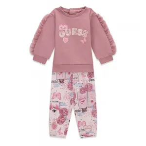 Бебешки комплект Guess от две части с блуза с волани и флорален клин