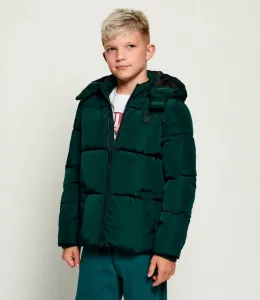 Детско олекотено зимно яке Guess – петролено зелено с качулка