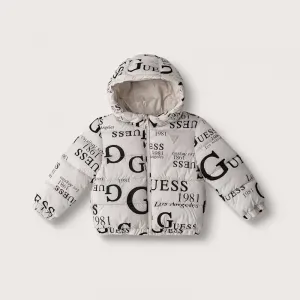 Детско Oversize кремавo яке с качулка и лога Guess