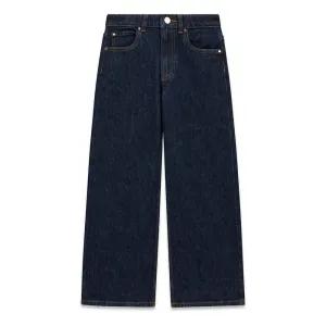 Детски изчистени дънки GUESS с широк крачол (Wide Leg) в наситен тъмносин цвят