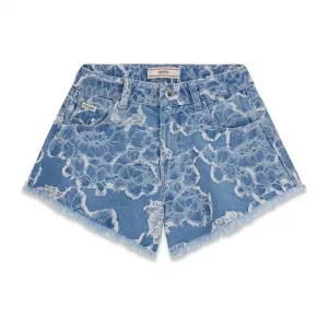 Къси деним панталони за момиче с релефни детайли Guess