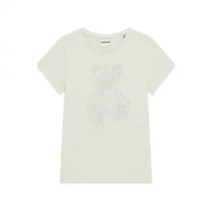 Бяла тениска за момиче с кристално мече Guess