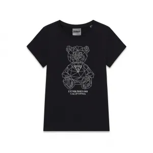 Черна тениска за момиче с кристално мече Guess