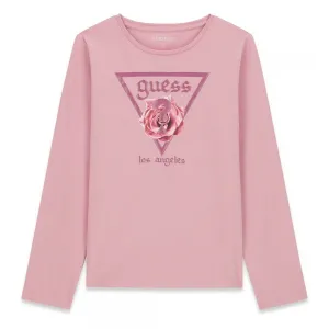 Елегантна детска блуза Guess с дълъг ръкав и красив флорален акцент