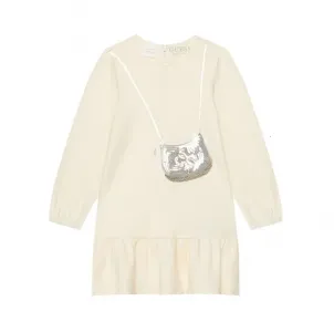 Детска кремава рокля туника с чантичка Guess