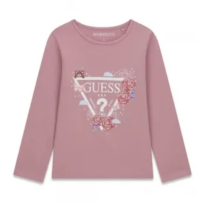 Детска блуза Guess с дълъг ръкав и флорално лого