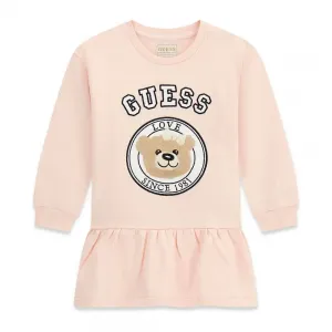Момичешка рокля-туника Guess Bear – Свеж прасковен нюанс