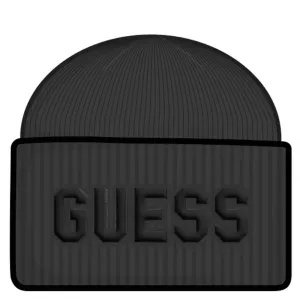 Детска плетена шапка Guess Maxi Logo – черна 