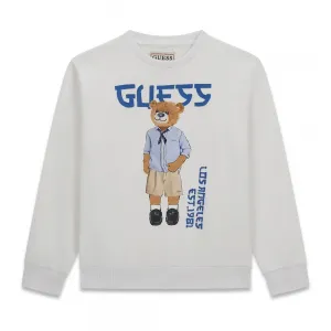 Бяла блуза за момче с цветно мече Guess