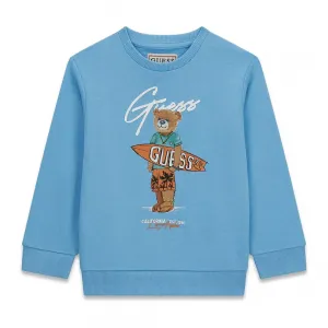Светло синя блуза за мини момче с цветно мече Guess