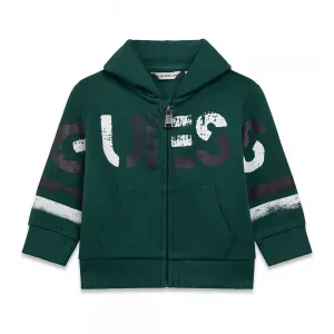 Тъмно зелен суичър с цип за мини момче Guess