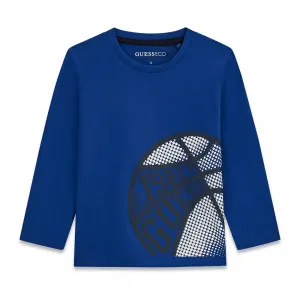 Синя блуза за мини момче Basket Guess