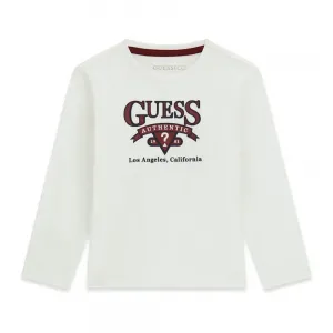 Детска блуза с дълъг ръкав Guess Authentic – Бяла с винтидж логo