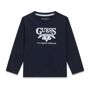 Детска блуза с дълъг ръкав Guess Authentic – Тъмносиня с винтидж лого